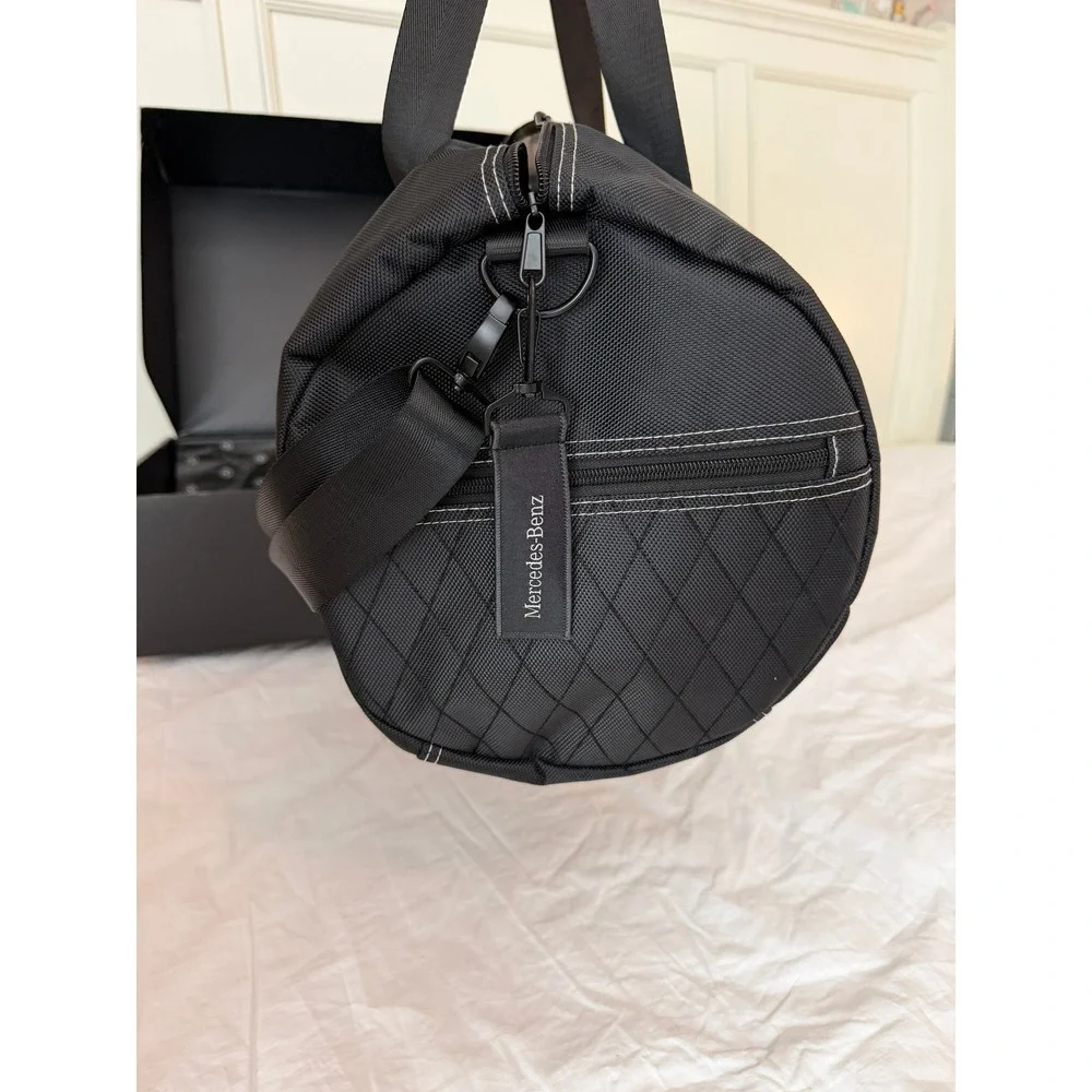Mercedes Benz Duffel Bag and Quilted Blanket Travel Set Black Gray NWT